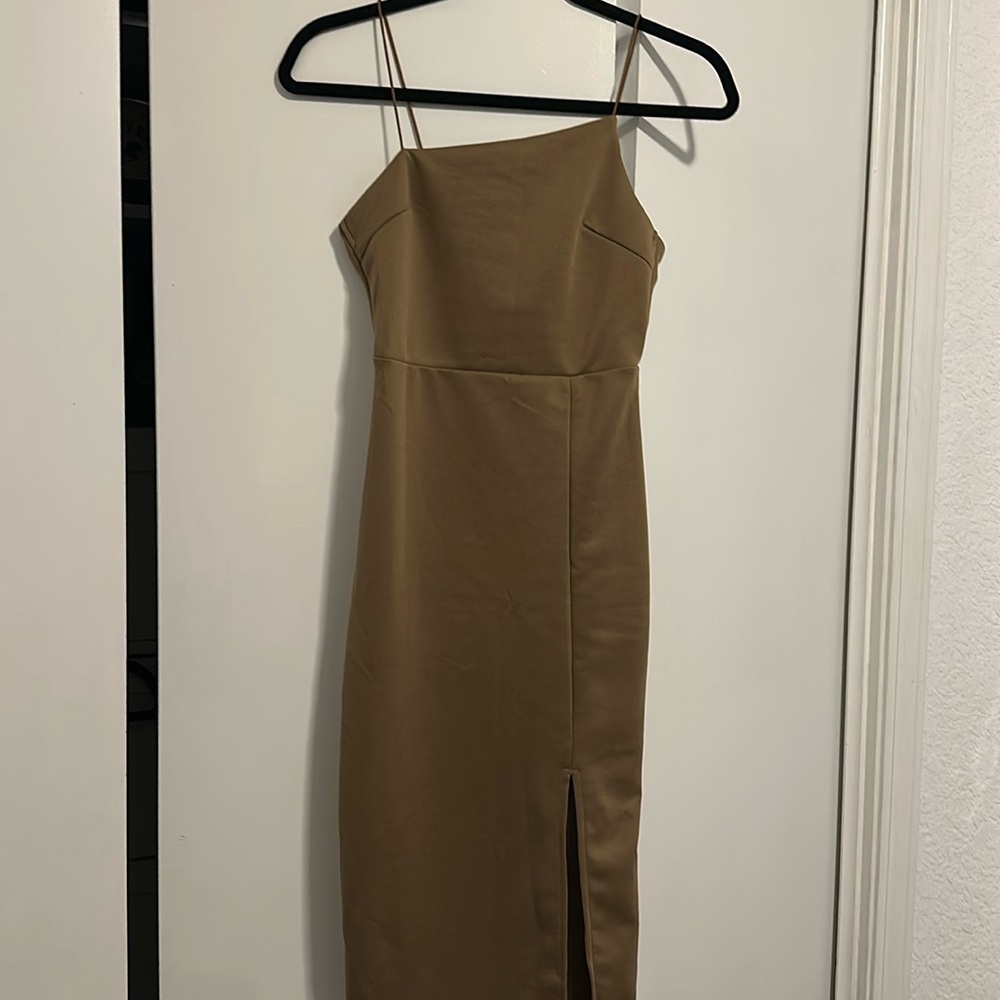 Brown Bodycon Slit Dress